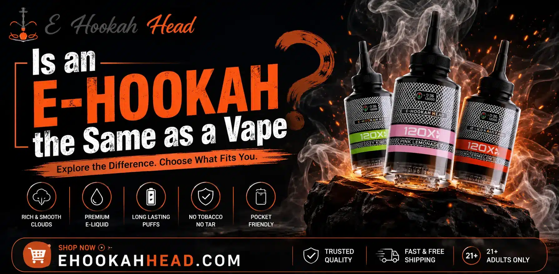 Comparison between an E-Hookah device and a standard vape pen.