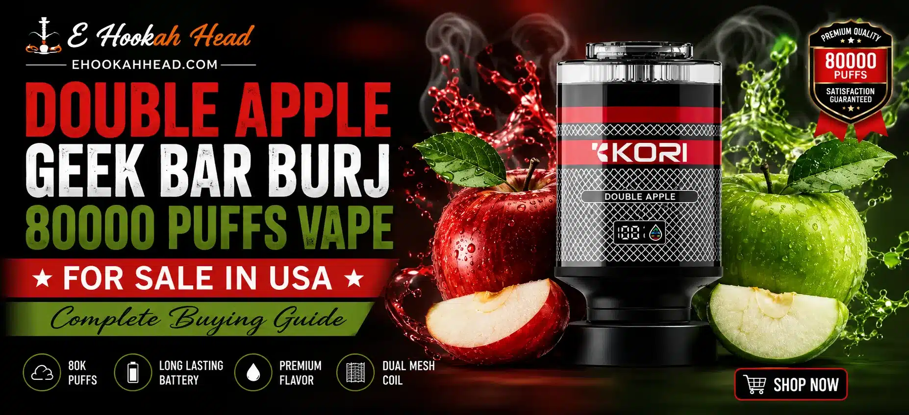 Double Apple Geek Bar Burj 80000 Puffs Vape for Sale in USA