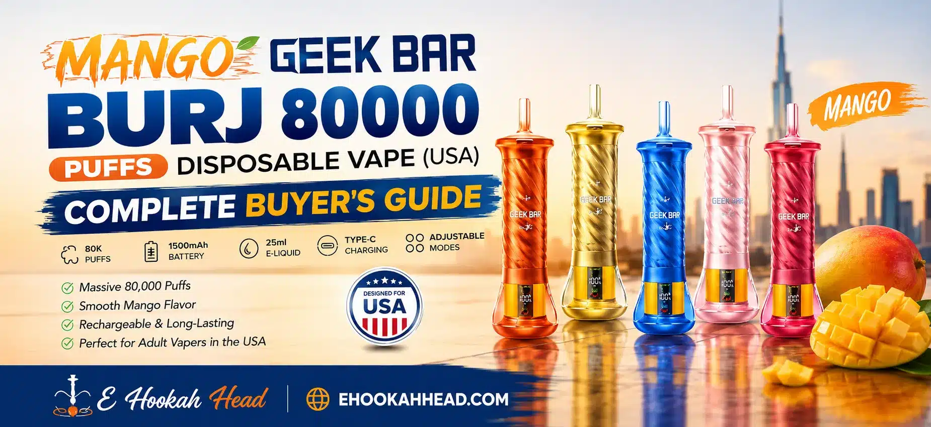 Mango Geek Bar Burj 80000 Puffs Disposable Vape USA Complete Buyers Guide